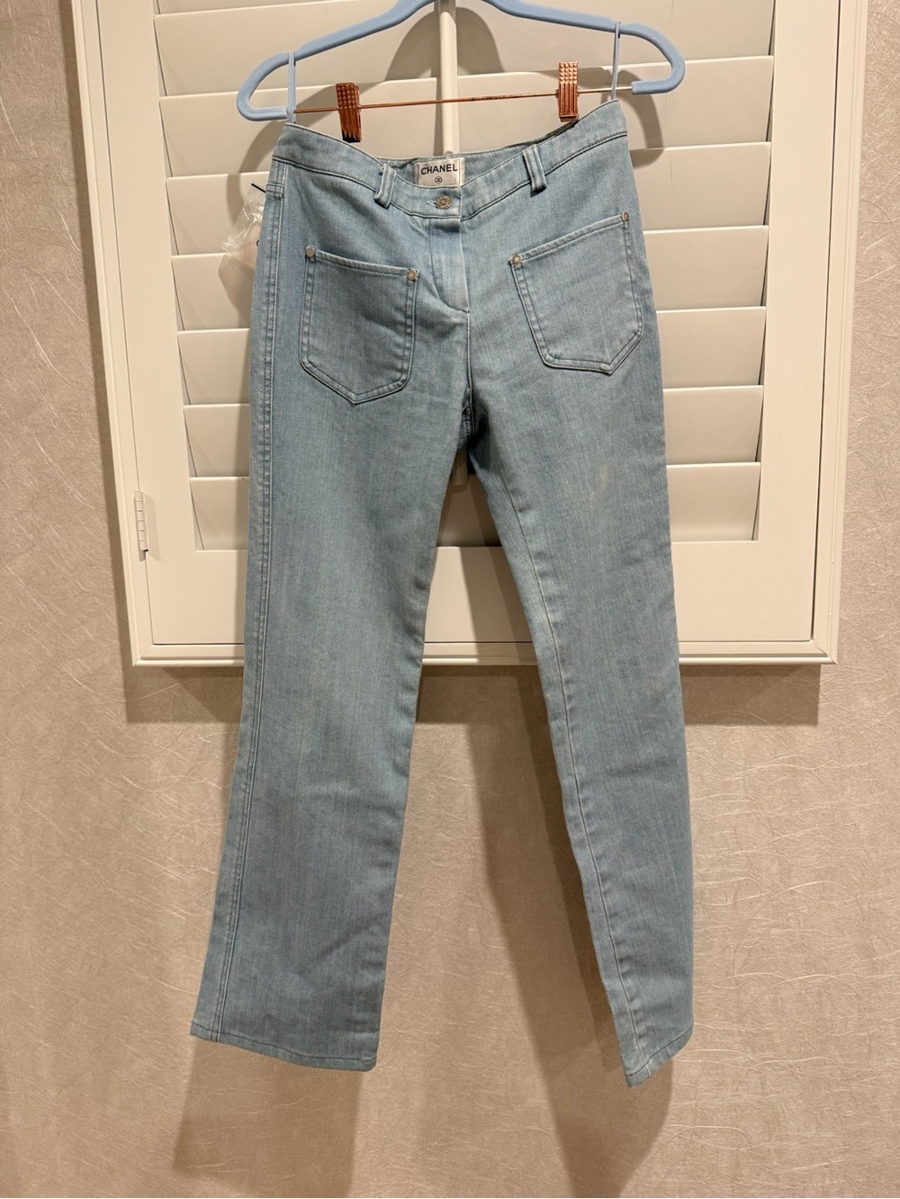 CHANEL Light Blue Straight-Leg Women's Jeans